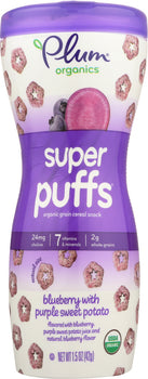 PLUM ORGANICS: Super Puffs Organic Veggie, Fruit & Grain, Blueberry Purple Sweet Potato, 1.5 oz