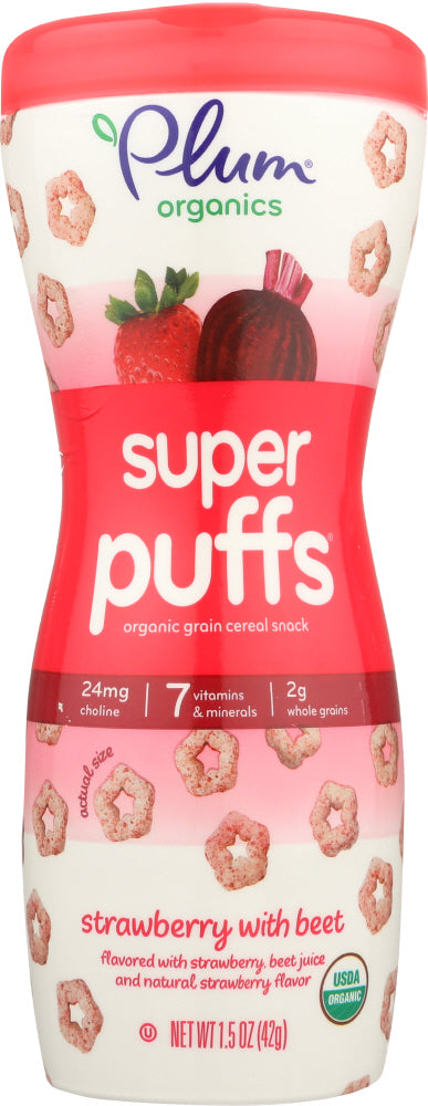 PLUM ORGANICS: Super Puffs Organic Veggie Fruit & Grain Strawberry & Beet, 1.5 oz