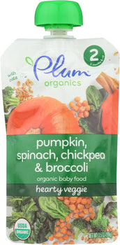 PLUM ORGANICS: Organic Baby Food Stage 2 Spinach Pumpkin & Chickpea, 3.5 oz