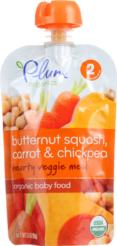 PLUM ORGANICS: Organic Baby Food Stage 2 Butternut Squash Carrot & Chickpea, 3.5 oz