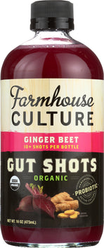 FARMHOUSE CULTURE: Beverage Gut Shots Ginger Beet, 16 oz