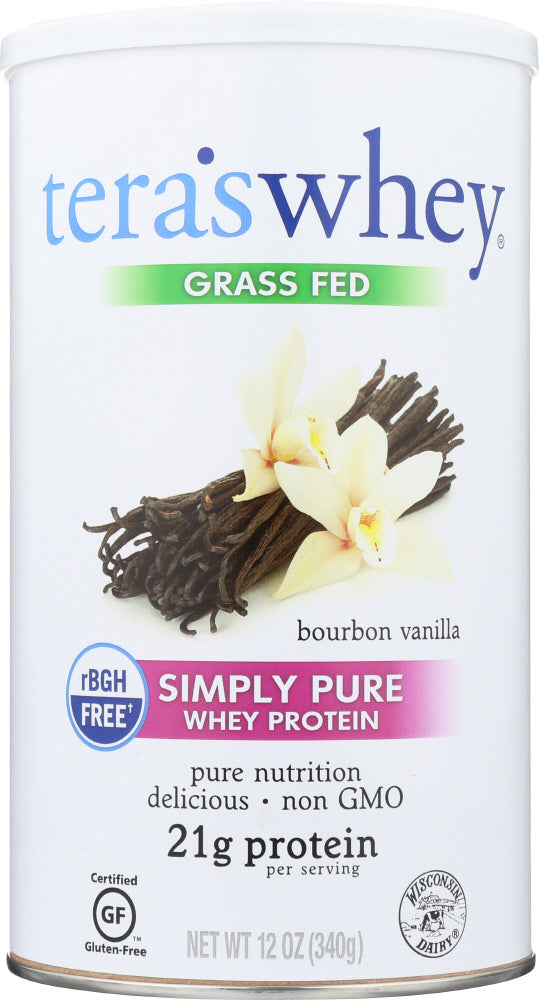 TERA'S WHEY: Grass Fed rBGH Free Whey Protein Bourbon Vanilla, 12 oz