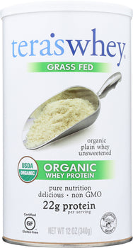 TERA'S WHEY: Organic Plain Whey Protein, 12 oz