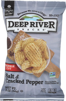 DEEP RIVER: Salt & Cracked Pepper Kettle Cooked Potato Chips, 2 oz