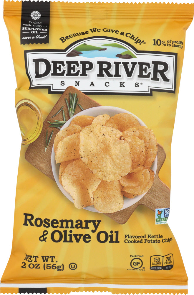 DEEP RIVER: Rosemary & Olive Oil Kettle Cooked Potato Chips, 2 oz