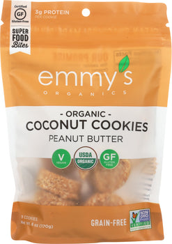 EMMYS ORGANICS: Coconut Cookies Peanut Butter, 6 oz