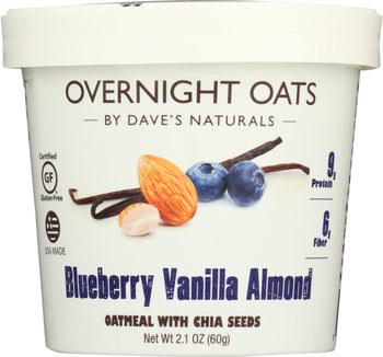 DAVES GOURMET: Oats in Cup Blueberry Vanilla Almond, 2.1 oz