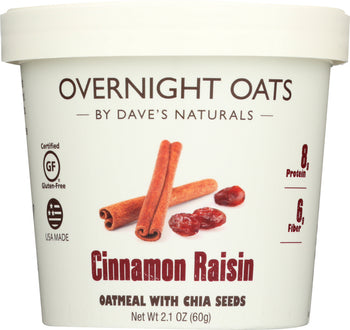 DAVES GOURMET: Oats in Cup Cinnamon Raisin, 2.1 oz