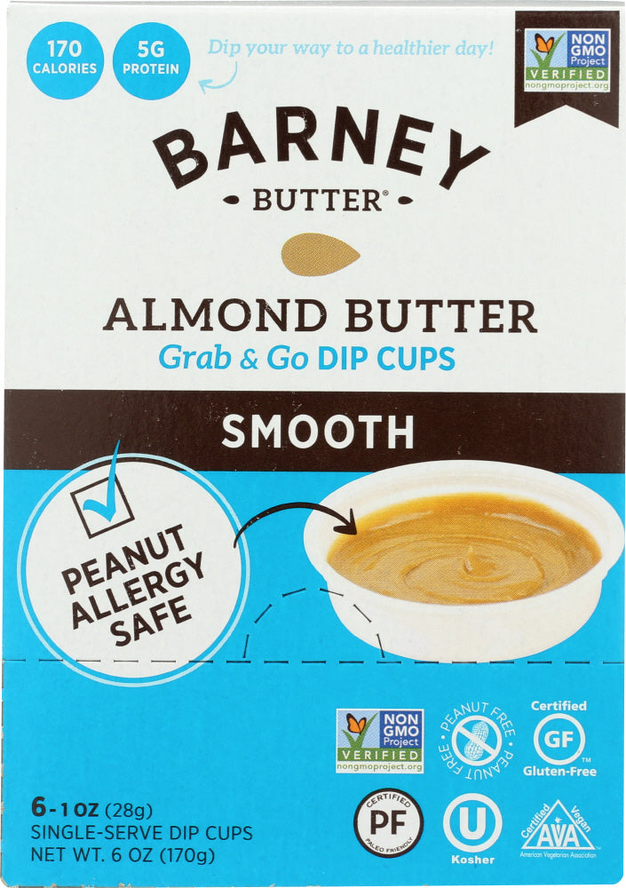 BARNEY BUTTER: Almond Butter Smooth 6x1 oz Single Serve Dip Cups, 6 oz