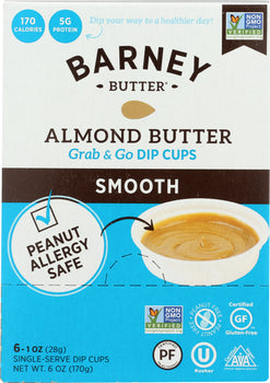 BARNEY BUTTER: Almond Butter Smooth 6x1 oz Single Serve Dip Cups, 6 oz