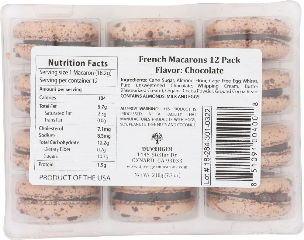 DUVERGER: French Macarons Chocolate, 72 pc