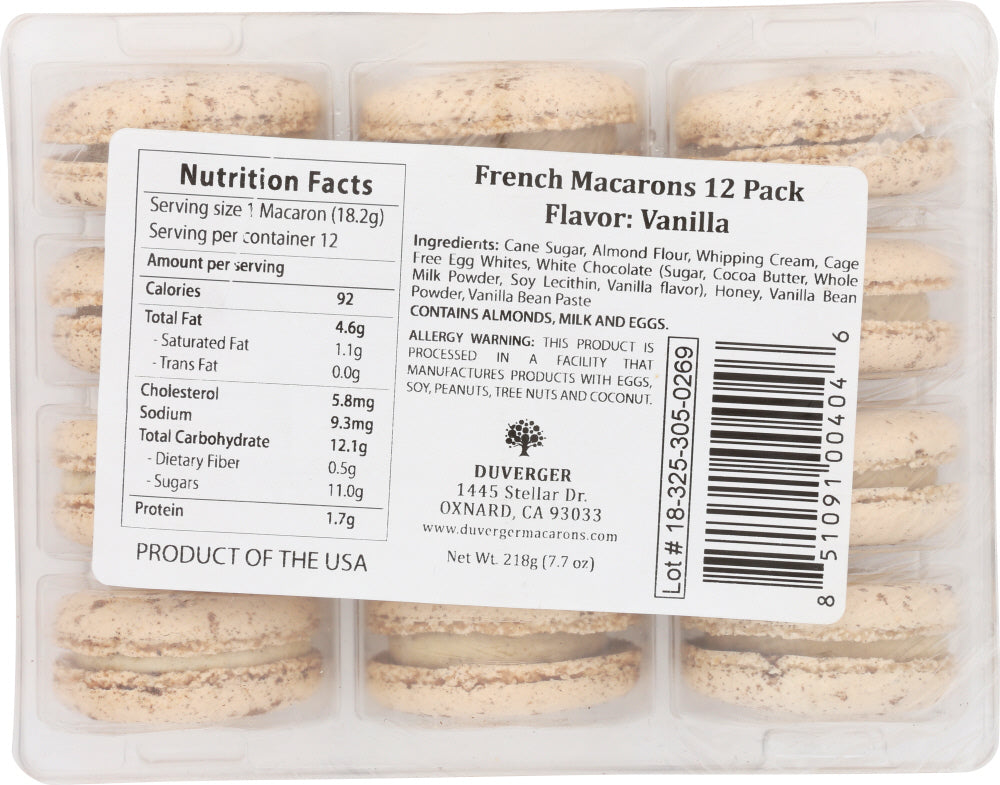 DUVERGER: French Macarons Vanilla, 72 pc