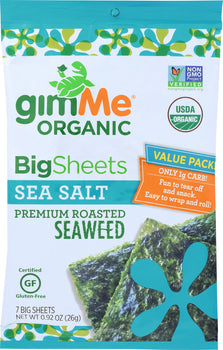 GIMME: Organic Roasted Seaweed Full Sheets Sea Salt, 0.92 oz