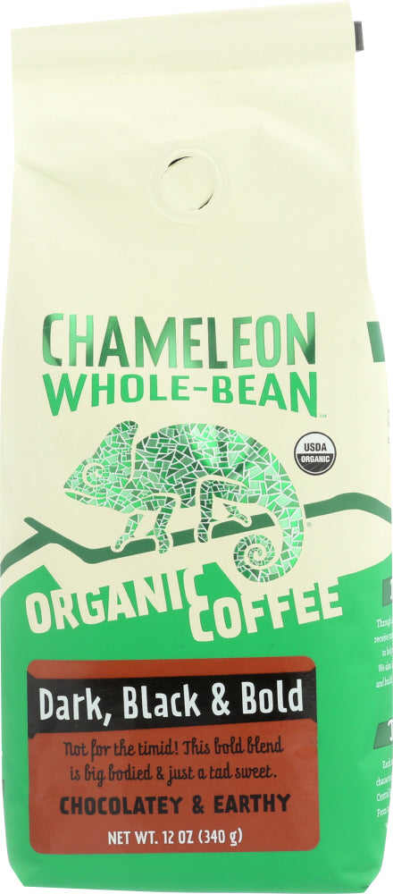 CHAMELEON COLD BREW: Whole Bean Organic Coffee Chocolatey and Earthy Dark Black and Bold, 12 oz