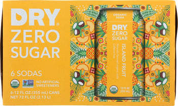 DRY SODA: Zero Sugar Soda Island Fruit 6-12 fl oz, 72 fl oz