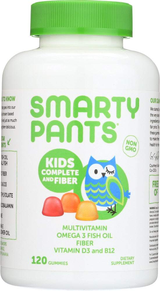 SMARTYPANTS: Kids Fiber Complete with No Sugar Added Multi + Omega 3 + Vitamin D, 120 Gummies