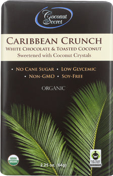 COCONUT SECRET: Organic Caribbean Crunch White Chocolate & Toasted Coconut, 2.25 oz