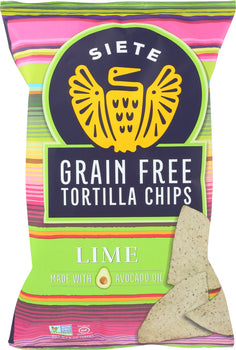 SIETE: Tortilla Lime Chips Grain Free, 5 oz