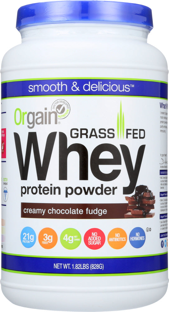 ORGAIN: Whey Protein Powder Chocolate Fudge, 1.82 lb