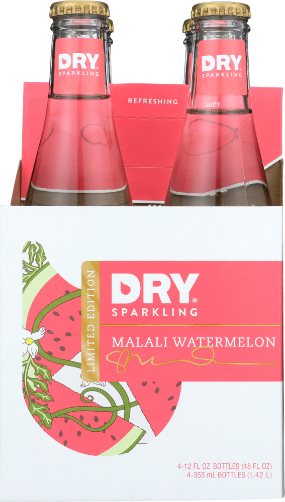 DRY SODA: Dry Sparkling Watermelon Bottle 4-12 fl oz, 48 fl oz