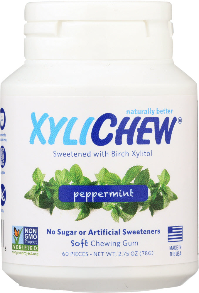 XYLICHEW: Sugar Free Chewing Gum Peppermint Jar, 60 pc