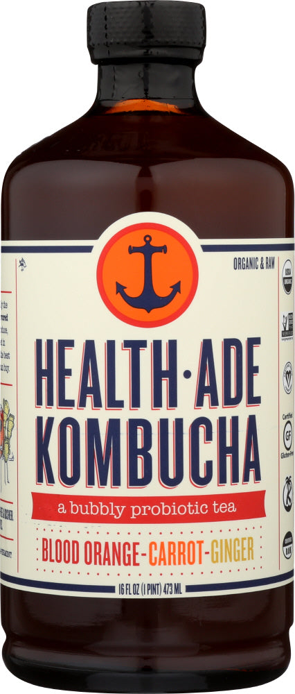 HEALTH ADE: Blood Orange-Carrot-Ginger Kombucha, 16 oz