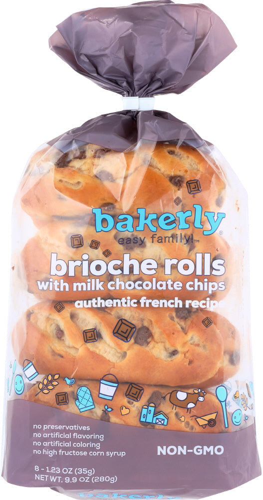 BAKERLY: Brioche Rolls Milk Chocolate Chip, 9.9 oz