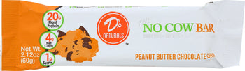 NO COW BAR: Peanut Butter Chocolate Chip Bar, 60 gm