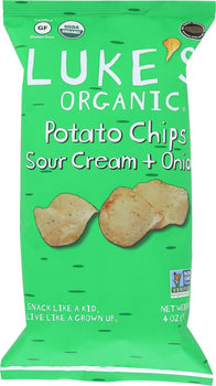 LUKES ORGANIC: Sour Cream & Onion Potato Chips, 4 oz