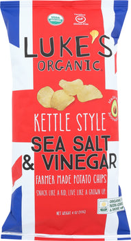 LUKES ORGANIC: Potato Sea Salt Vinegar Kettle Chip, 4 oz