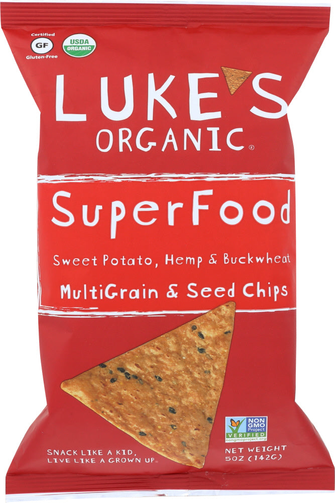 LUKE'S ORGANIC: Multigrain & Seed Chips Superfood, 5 oz