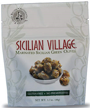 SICILIAN VILLAGE: Olives Green Marinated, 1.7 oz