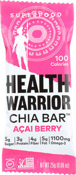 HEALTH WARRIOR: Chia Bar Acai Berry, 0.88 oz