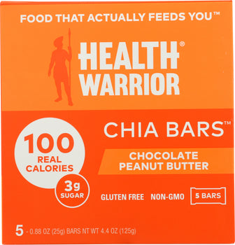 Health Warrior: Chocolate Peanut Butter Chia Bar, 4.40 oz