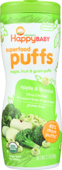 Happy Baby Organic Puffs Apple & Broccoli, 2.1 Oz