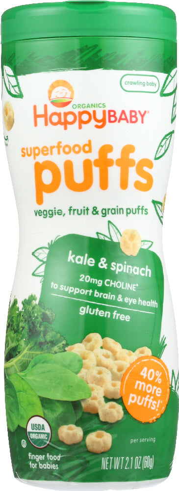 HAPPY BABY: Organic Puffs Kale & Spinach, 2.1 oz