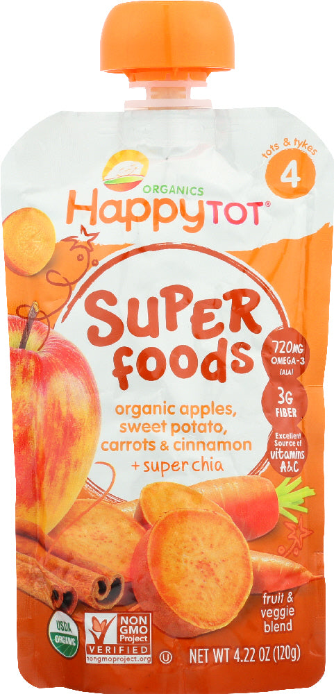 HAPPY TOT ORGANIC SUPERFOODS: Sweet Potato Apple Carrot & Cinnamon, 4.22 oz