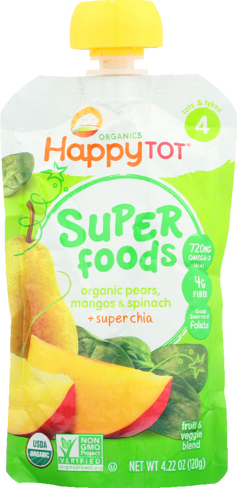 HAPPY TOT ORGANIC SUPERFOODS: Spinach Mango & Pear, 4.22 oz