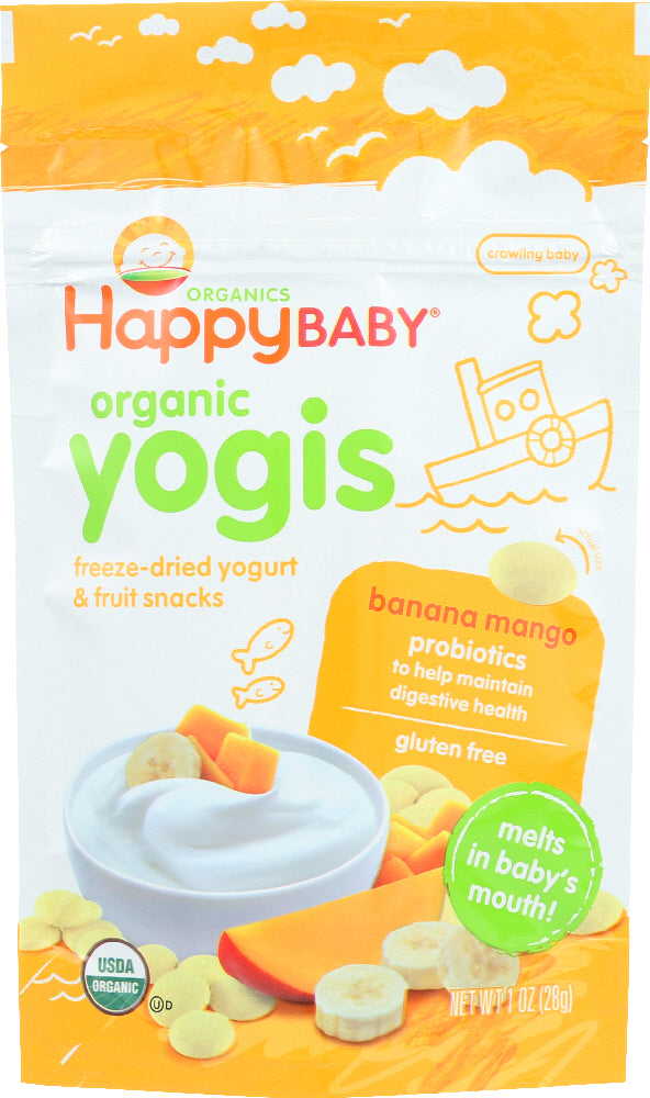 HAPPY BABY: Organic Yogis Yogurt and Fruit Snacks Banana Mango, 1 oz