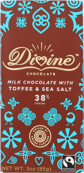 DIVINE CHOCOLATE: Chocolate Bar Milk Toffee Sea Salt, 3 oz