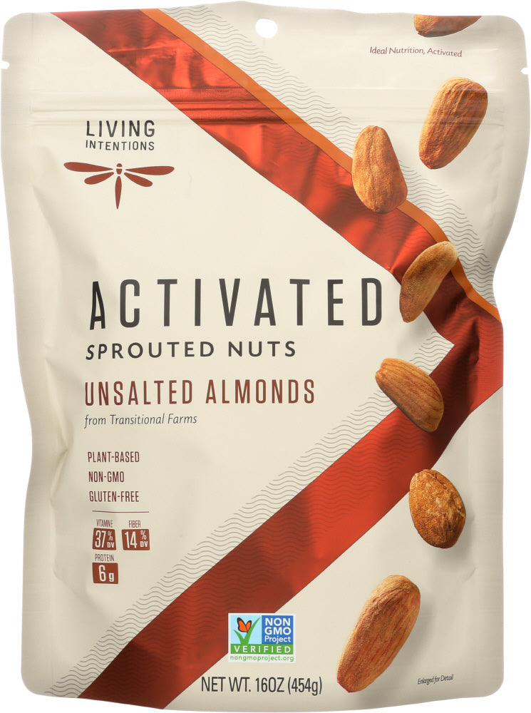 LIVING INTENTIONS: Sprouted Almonds Unsalted, 16 oz