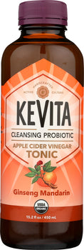 KEVITA: Organic Cleansing Probiotic Apple Cider Vinegar Tonic Ginseng Mandarin, 15.2 oz