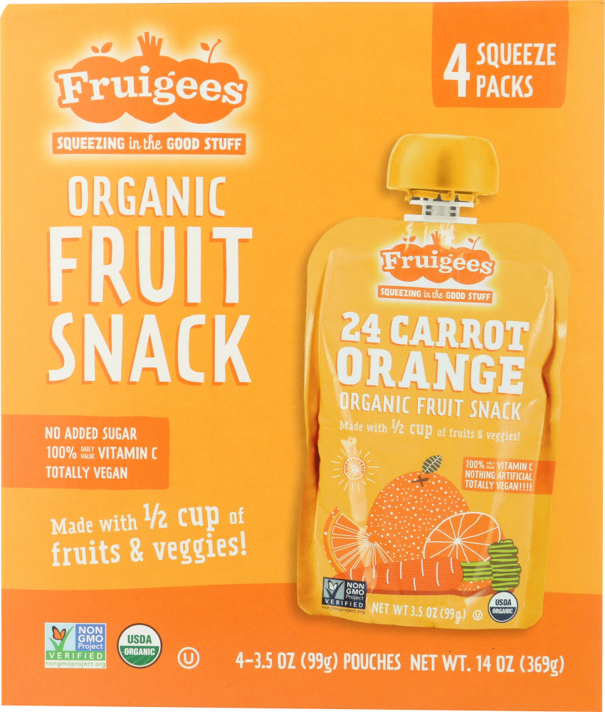 FRUIGEE: Organic Fruit Snack Orange Carrot 4 Pack, 14 oz