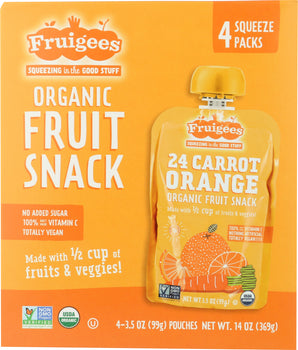 FRUIGEE: Organic Fruit Snack Orange Carrot 4 Pack, 14 oz