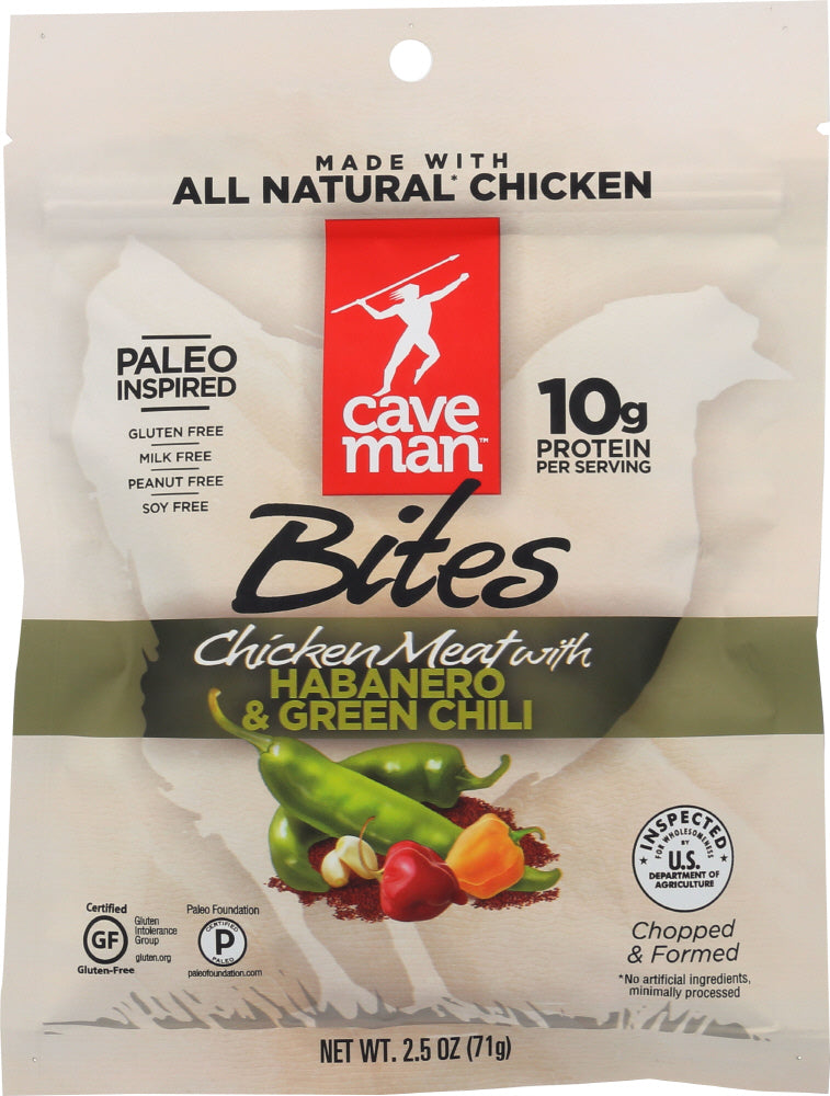 CAVEMAN FOODS: Bites Chicken Meat With Habanero And Green Chili, 2.5 Oz