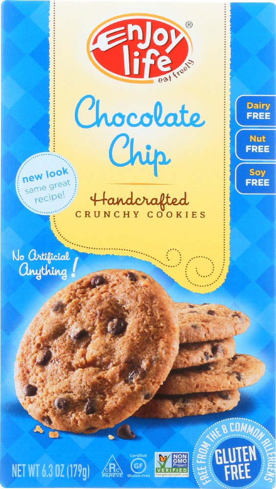 ENJOY LIFE: Handcrafted Crunchy Cookies Chocolate Chip, 6.3 oz