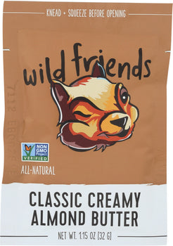 WILD FRIENDS: Classic Creamy Almond Butter Single Serve Packet, 1.15 oz