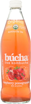 BUCHA LIVE: Kombucha Raspberry Pomegranate, 16 oz