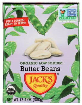 JACKS QUALITY: Organic Low Sodium Butter Beans, 13.4 oz