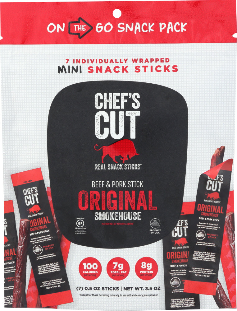 CHEFS CUT: Beef & Pork Mini Snack Sticks Smokehouse, 3.5 oz